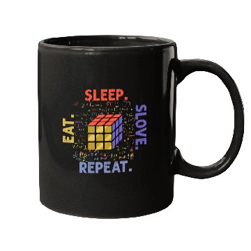 Discover Eat Sleep Solve Repeat Math Speed Cubing Genie Cube 215 Mugs