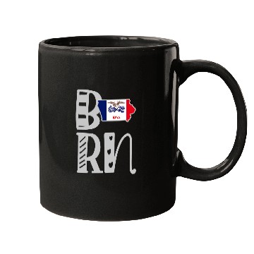Discover Born Iowa in Art Block Letters Mugs