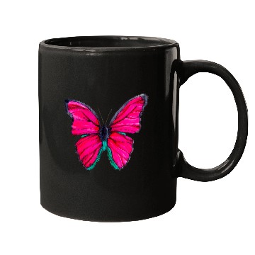 Discover Pink Watercolor Butterfly Illustration Mugs