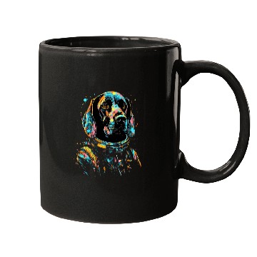 Discover German Shorthaired Pointer Astronaut Dog in Space Fun Black Mugs