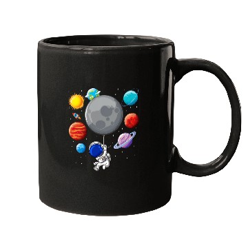 Discover Astronaut Holding Planet Balloons SolarSystem Space Kids Mugs