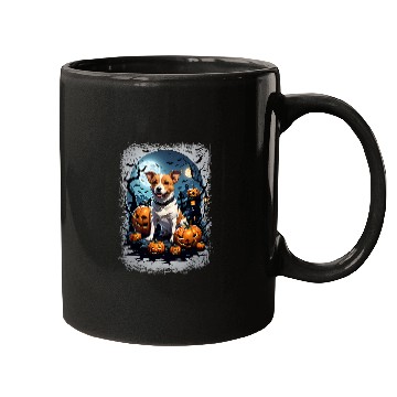 Discover Cute Jack Russell A Spooky Haunted House Full Moon Mugs