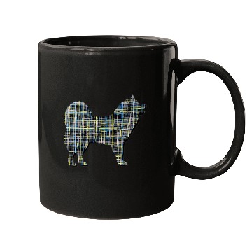 Discover Dog Samoyed Silhouette Abstract Grid Pattern Mugs