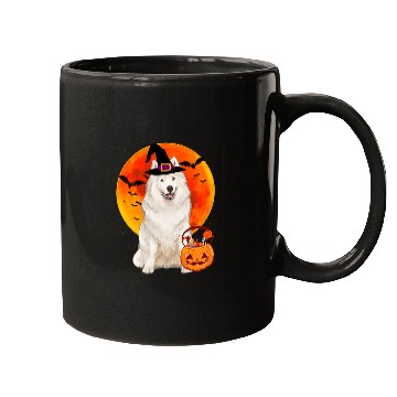 Discover Dog Samoyed Halloween Pumpkin Dog Mugs