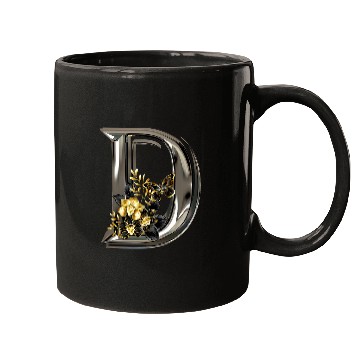 Discover Initial Letter D Monogram with Flowers and Butterfly Mugs