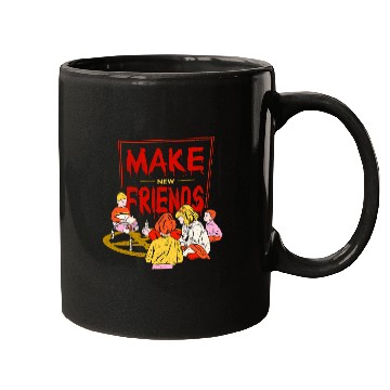Discover Funny Pentagram Scary Horror Art Make New Friends Mugs