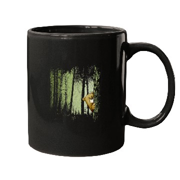 Discover Funny Cute Cartoon Bear Hiding In Twilight Forest Outdoor Mugs