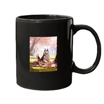 Discover Husky Cherry Blossom Funny Dog Picnic Mugs