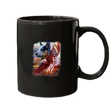 Discover Heeler Dog Eagle American Flag 4th July Independence Day Mugs
