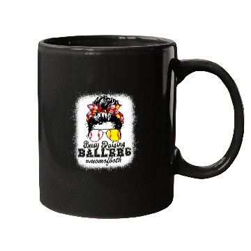 Discover Messy Bun Mom Of Both Baseball Softball Busy Raising Ballers 2 Mugs