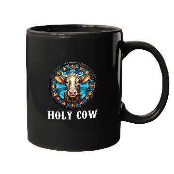 Discover Funny Stained Glass Art Cow for Men and Women Mugs
