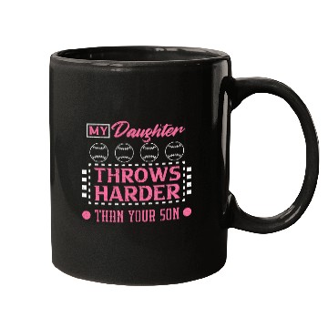 Discover My Daughter Throws Harder Than Your Son Softball Daughter 2 Mugs