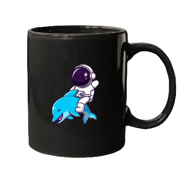 Discover Funny Astronaut on Dolphin in Space Cool Dolphin Astronaut Mugs