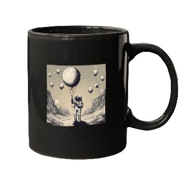 Discover Galactic Astronaut Explorer Holding Planet Balloons STEM Mugs