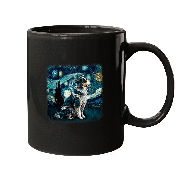 Discover Dog in starry night van gogh aussie mini Australian Shepherd Mugs