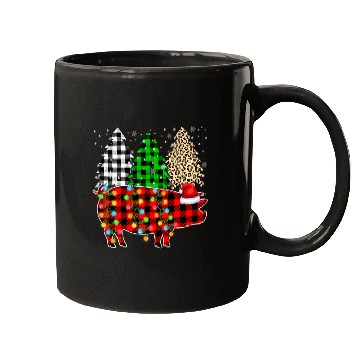 Discover Merry Christmas Leopard Plaid Tree Funny Pig Animals Mugs
