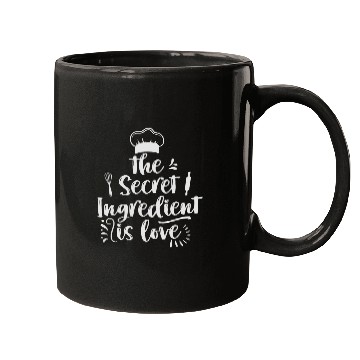 Discover Funny Cooking Secret Ingredient is Love Baking Baker Chef Mugs