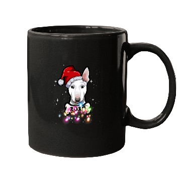Discover Christmas Lights Bull terrier Mugs
