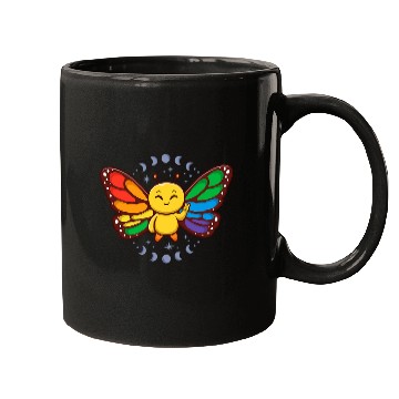 Discover LGBTQ Rainbow Flag Monarch Butterfly Pride Month Insect Mugs