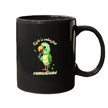 Discover Parrot In Comic Look Microphone Mugs