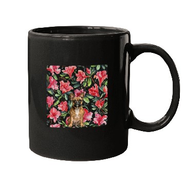 Discover French Bulldog Azaleas Pink Green vintages Plant Pattern Mugs