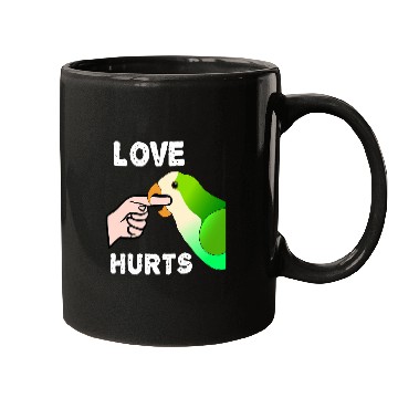 Discover Love Hurts Quaker Parrot Monk Parakeet Biting Finger Mugs