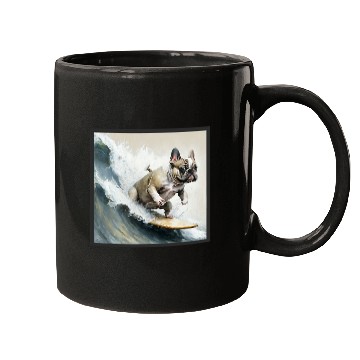 Discover French bulldog surfing Mugs