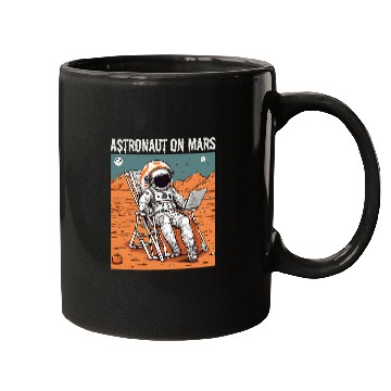 Discover Halloween Astronaut resting on Mars in a beach chair Mugs
