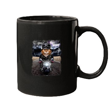 Discover Fluffy Orange Cat on Motorcycle Cruise Down Highway 21 Mugs