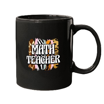 Discover Math Teacher Leopard Print Mugs