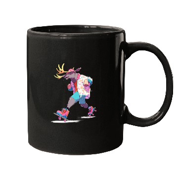 Discover Roller Skating Funny Moose Skater Roller Skates Mugs