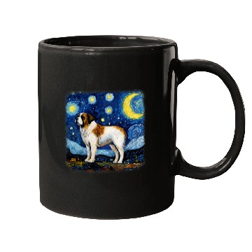 Discover Dog in starry night van gogh Saint Bernard Mugs