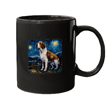 Discover Dog in starry night van gogh Saint Bernard 2 Mugs