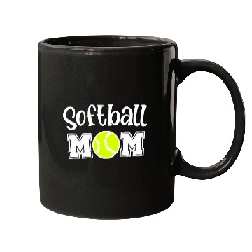 Discover Softball Mom w Yellow Softball White Design Mugs