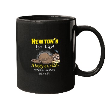 Discover Newtons Law Funny Physics Joke Inertia Cartoon Mugs
