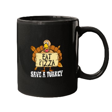 Discover Save A Turkey Eat Pizza Funny Pizza Lover Thanksgiving Mugs