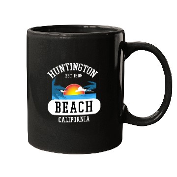 Discover Huntington Beach californias Graphic Design Beach Novelty Art Mugs