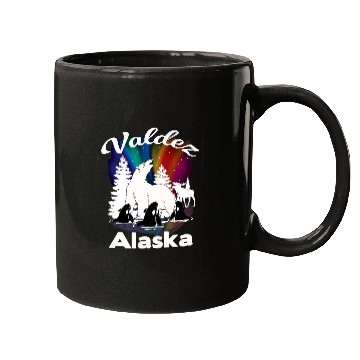 Discover Valdez Alaska Aurora Borealis Polar Bear Orca Moose Mugs