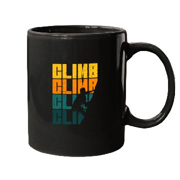 Discover Retro Mountain Rock Climbing Bouldering Summit Ice Climber Mugs