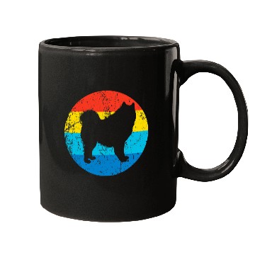 Discover Dog Samoyed Breed Silhouette Retro 1970s Circle Mugs