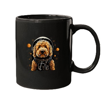 Discover Outer Space Golden Doodle on Galaxy Astronaut Goldendoodle Mugs