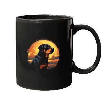 Discover Rottweiler With Full Moon in Background Dog Lover Mugs