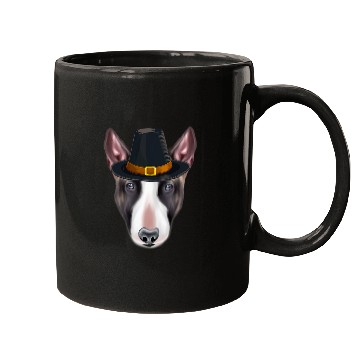 Discover Miniature Bull Terrier Wearing Pilgrim Hat Thanksgiving Mugs