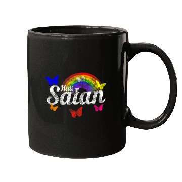 Discover Retro Distressed Kidcore Butterfly Rainbow Occult Hail Satan Mugs
