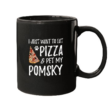 Discover Pomsky Dog Lover Pizza Funny Dog Mom Gift Mugs