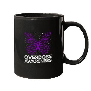 Discover Overdose Awareness Purple Ribbon Butterfly Mugs