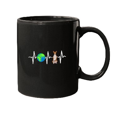 Discover Globe Planet Earth Basenji Heartbeat Dog Lover Mugs