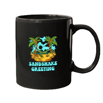 Discover Sandshake Greeting Beach Camping Ocean Camper Friends Mugs