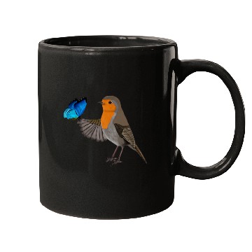 Discover Robin Bird Garden Butterfly Ornithologist Biologist Mugs