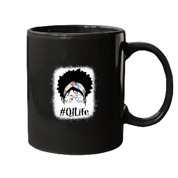 Discover QI Quality Improvement nurses Black Afro Messy Bun African Mugs